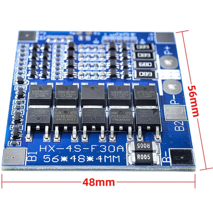 4S 14.8V 30A Lithium Battery BMS Protection Board with Balance for 18650 Li-ion and 12.8V LiFePO4 Cells