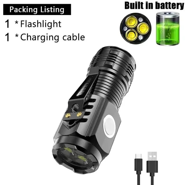 Mini Tactical Flashlight 3*SST20 LED USB Rechargeable High Power Torch