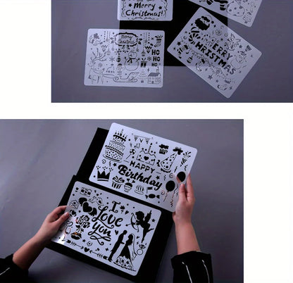 A4 5pcs/set  DIY Painting Template Wall Stencil Airbrush Scrapbook Coloring Embossing Album Diary Christmas Drawing Copy Templat