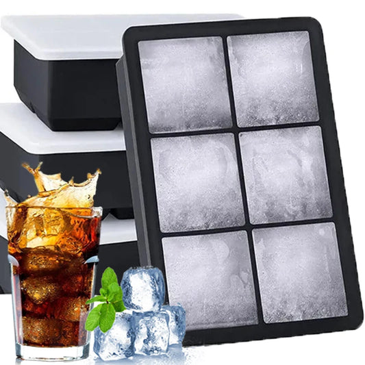 4/6/8Grids Silicone Food Ice Block Mold Reusable Easy-Release Square Shape Ice Molds DIY Household Kitchen Bar Accessories
