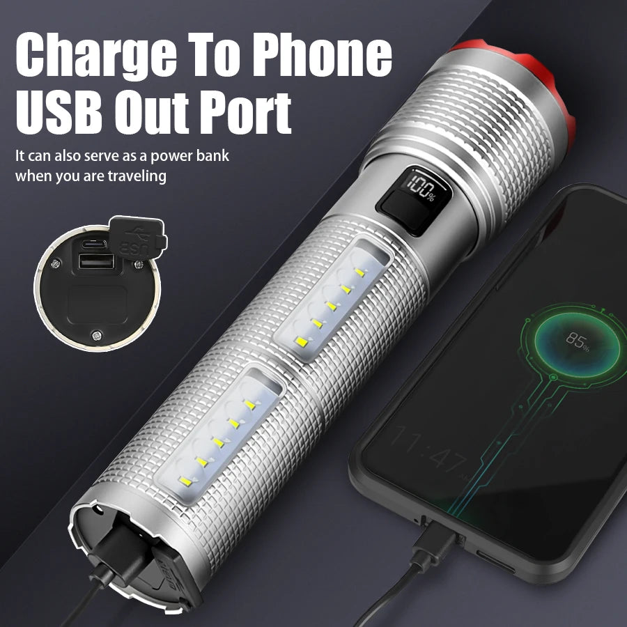 19000000LM Super Powerful Flashlight Rechargeable LED Torch COB Lantern