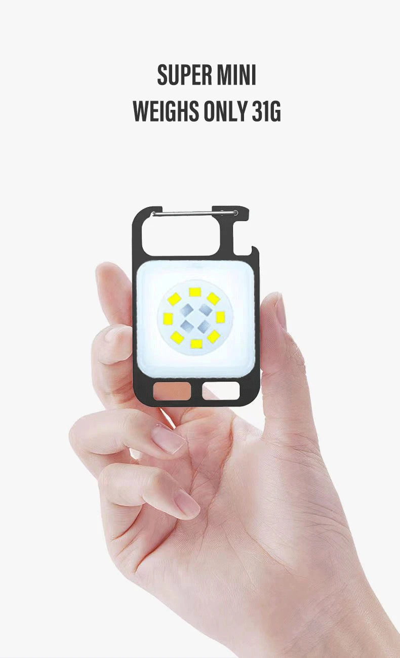 Mini Portable Multifunction Keychain Flashlight 4 Light Modes Built In Battery USB Rechargeable Strong Magnetic Work Light