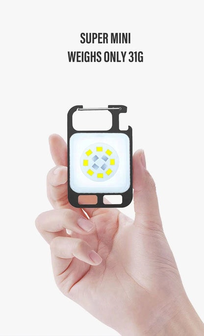 Mini Portable Multifunction Keychain Flashlight 4 Light Modes Built In Battery USB Rechargeable Strong Magnetic Work Light