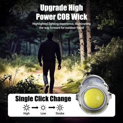 New COB Keychain Work Light Rechargeable LED Flashlight Portable Hiking Light with Hook Waterproof Keyring Camping Pocket Lamp