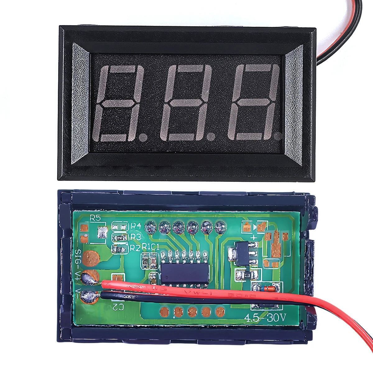 DC 4.5V-30V Digital Voltmeter Ammeter 0.56 Inch Two-Wire LED Display Voltage Current Meter for Car Motorcycle and DIY Electronics