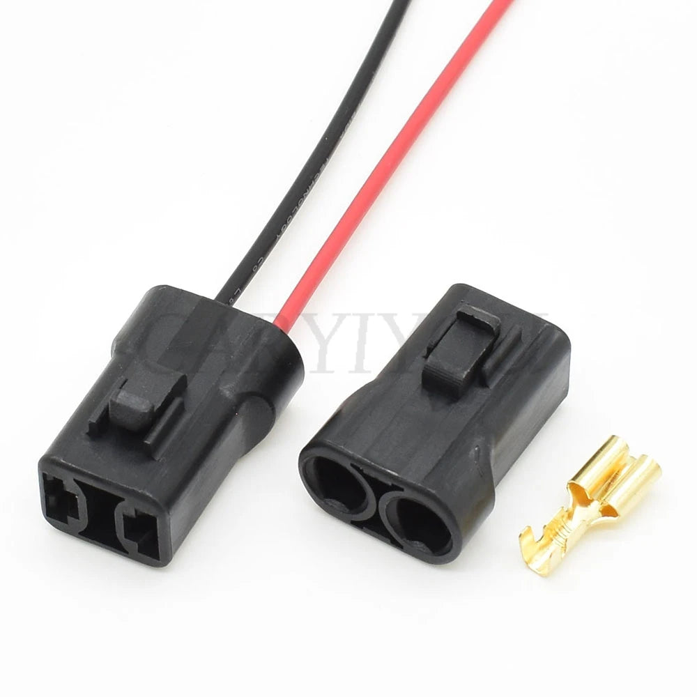 DJM7021-6.3-21 2-Pin 6.3mm Black Female Automotive Connector with Terminals