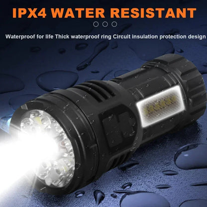 Outdoor Mini Flashlight 9 LED Strong Light Lantern Long Range Rechargeable Pocket Lamp Portable Camping Hiking Magnetic Light