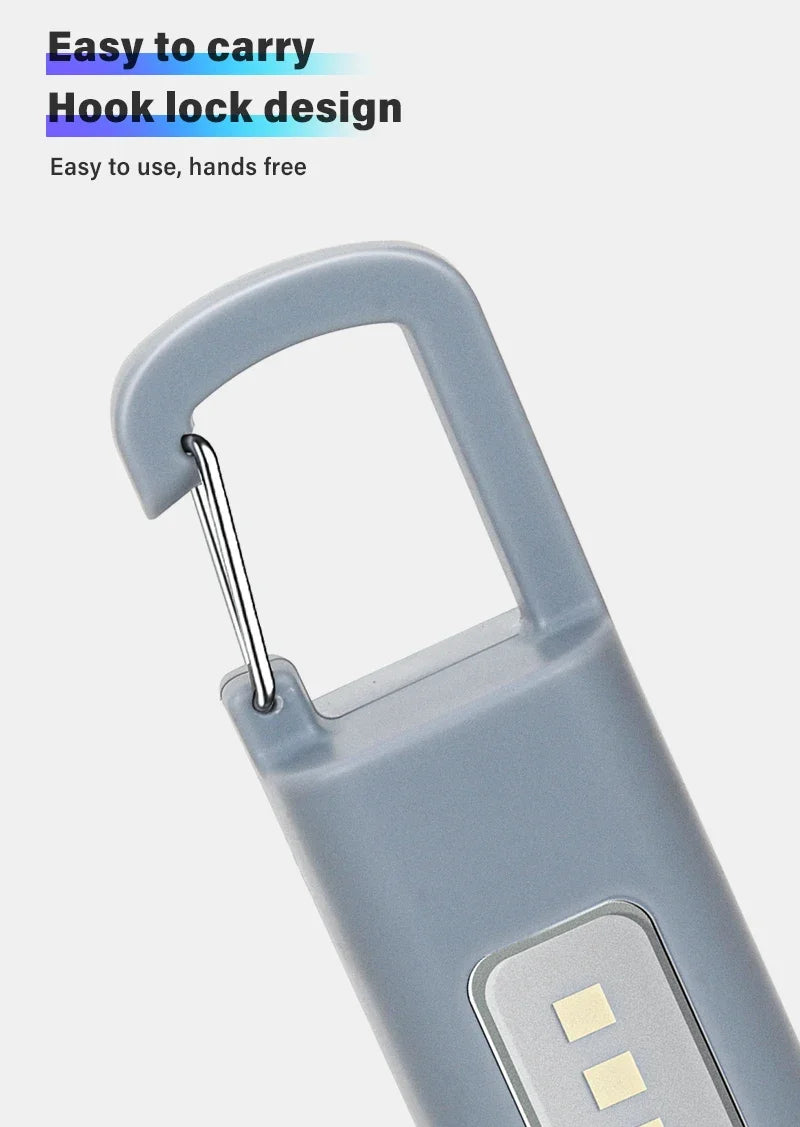 Portable Strong Light LED Zoom Flashlamp Built-in Battery USB Rechargeable with Hook Camping Hanging Lamp COB Side Lamp