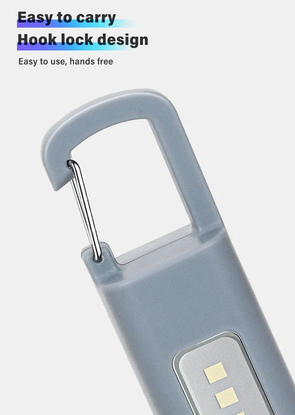 Portable Strong Light LED Zoom Flashlamp Built-in Battery USB Rechargeable with Hook Camping Hanging Lamp COB Side Lamp