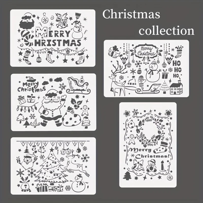 A4 5pcs/set  DIY Painting Template Wall Stencil Airbrush Scrapbook Coloring Embossing Album Diary Christmas Drawing Copy Templat