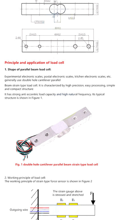 HX711 AD Module with 50Kg Body Load Cell Weighing Sensor and Measurement Tools