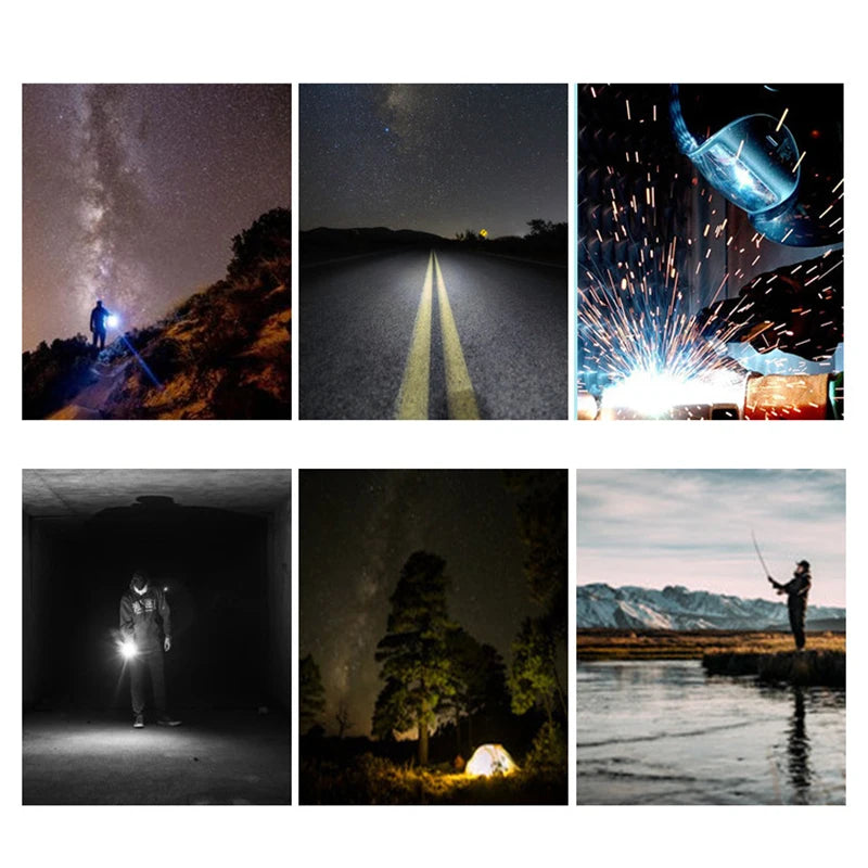 USB Rechargeable 5LED Headlamp High Power Head Flashlight 18650 Built-in battery Headlight LED Head Torch For Camping Fishing