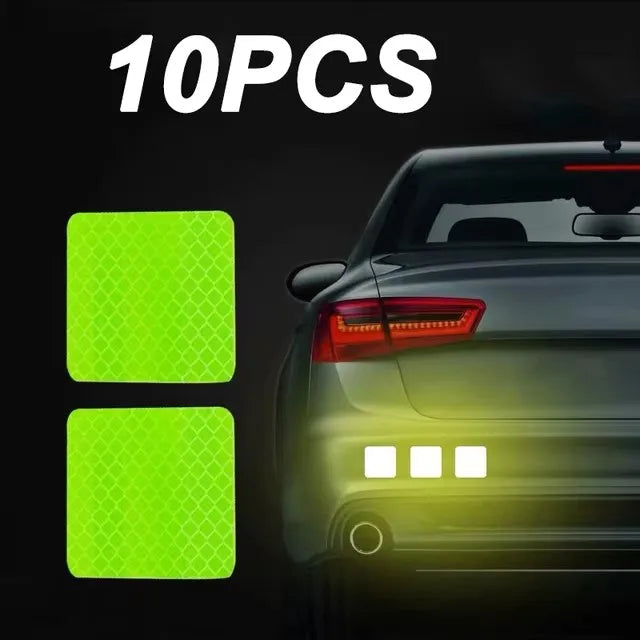Car Bumper Reflective Safety Strip Stickers – Warning Reflector Tape Decals for Auto Exterior (10pcs/Set)
