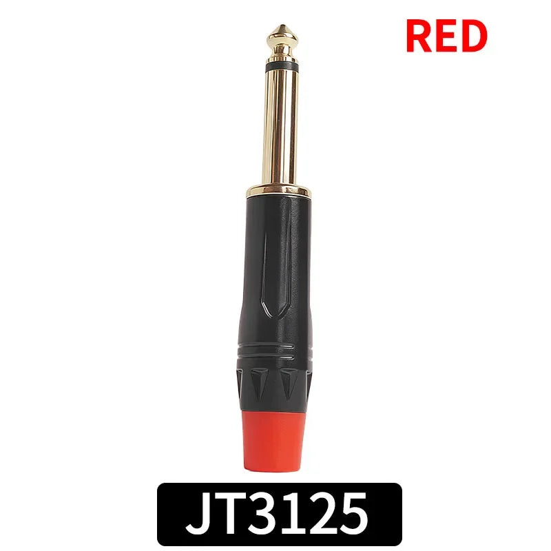 6.3mm Mono Plug to Gold RCA Connector Coaxial AV Audio Video Solder Adapter for Speaker Amplifier Mixer PC DIY
