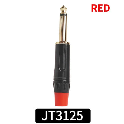 6.3mm Mono Plug to Gold RCA Connector Coaxial AV Audio Video Solder Adapter for Speaker Amplifier Mixer PC DIY