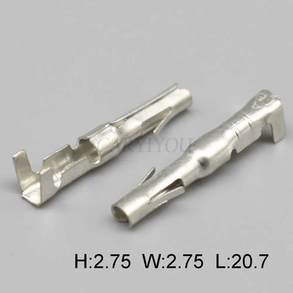 DJ212A-2.3A / DJ222A-2.3A Automotive 2.3mm Brass Wiring Terminal — Tin-Plated Male & Female Round Pin Plug