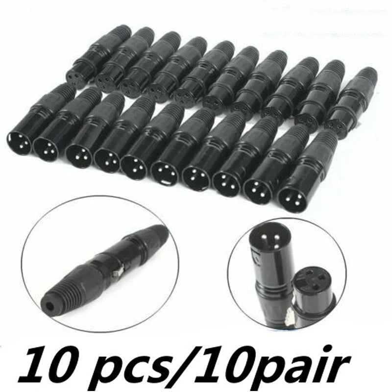 10 Pairs/PCS XLR DMX 3 Pin Audio Microphone Cable Connectors 10pcs Male + 10pcs Female MIC Snake Plug Cable Adapters 8 Options