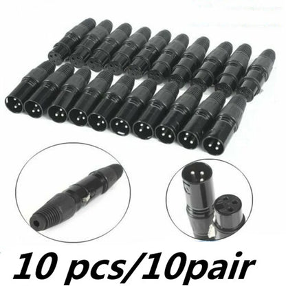 10 Pairs/PCS XLR DMX 3 Pin Audio Microphone Cable Connectors 10pcs Male + 10pcs Female MIC Snake Plug Cable Adapters 8 Options