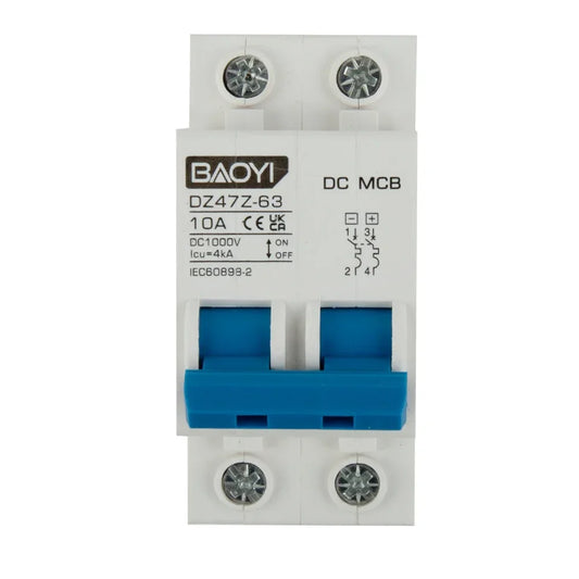 DC Miniature Circuit Breaker 2 Pole 1000V 32 Amp Isolator DC Disconnect Switch Thermomagnetic 10 A-63A 1.42 X 2.95 X 3.15 Inches