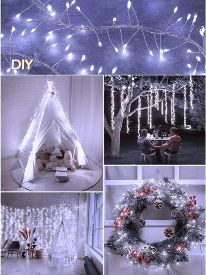 1.5/3/6M USB LED Firecracker String Lights with Remote Control for Christmas Wedding Party New Year Decoration