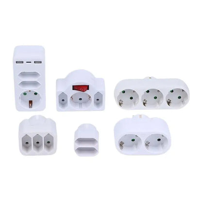 16A Plug Adapter Travel Charging German Standard Power Converter For Portugal Turkey 1 To 3 Plug EU Socket Adapter With Switch