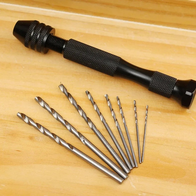 Mini Hand Drill with 0.8-3.0mm Drill Bits Set Rotary Tools for Jewellery Models Hobby DIY Wood Craft Handmade Tool Accessories