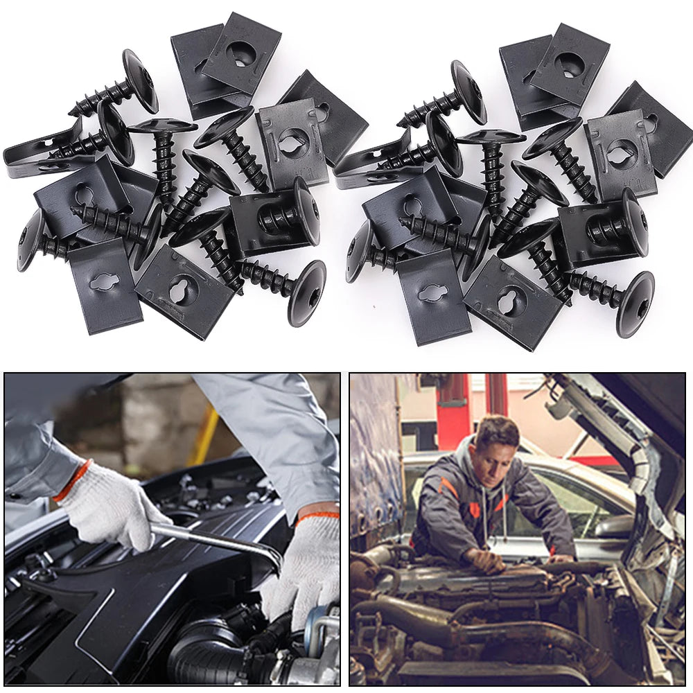 Auto Metal U-Shaped Spacers &amp; Self-Tapping Screws Kit — Car &amp; Motorcycle Body Panel Modification Accessories