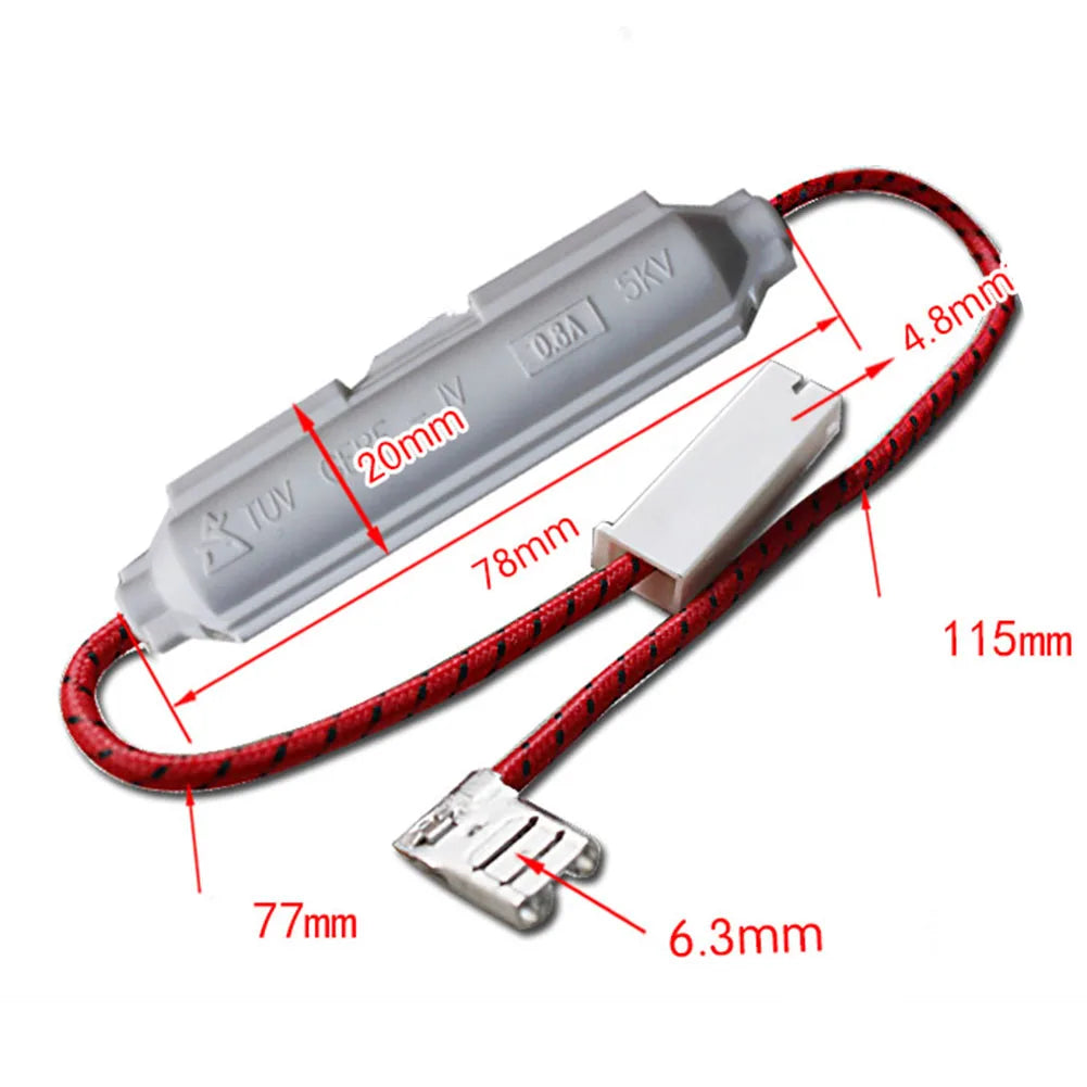 Microwave Oven Fuse Holder with 5KV High Voltage Fuses 0 65 to 0 9A Current Range Includes 2 Replacement Pieces
