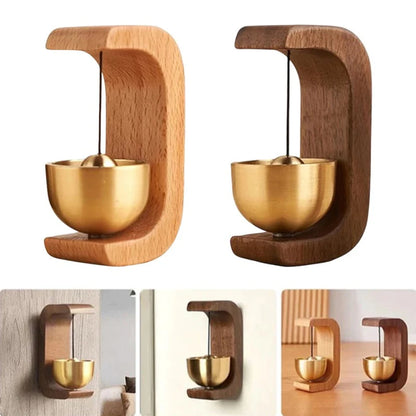 Wireless Magnetic Jingle Bell Door Chime Wooden Brass Hanging Pendant for Entrance Home Decoration