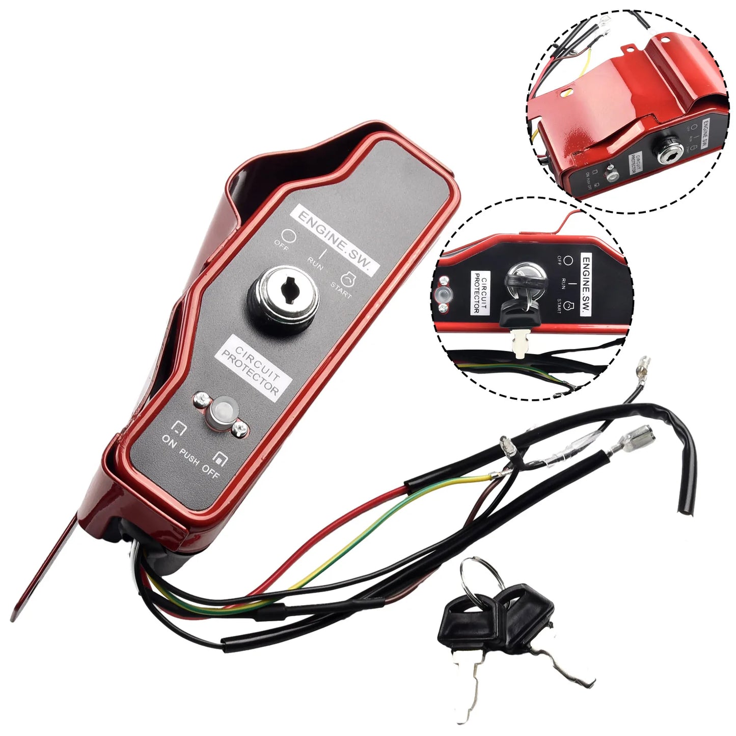 Engines Generator Pump Ignition Switch 168F/170F 188F/190F 20.5 X 7 Cm/8.07 \\\\\\\"x 2.76\\\\\\\" Iron Red+black Brand New
