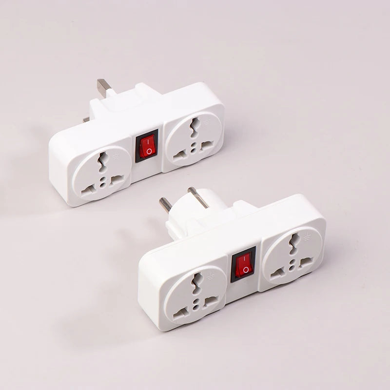 UK/EU Plug Adapter with Switch Universal Extension Socket 10A 250V