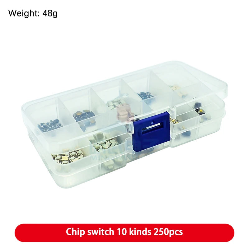 Electronic Component Kit Box with LEDs, Transistors, IC Sockets, Switches, and Jumper Wires