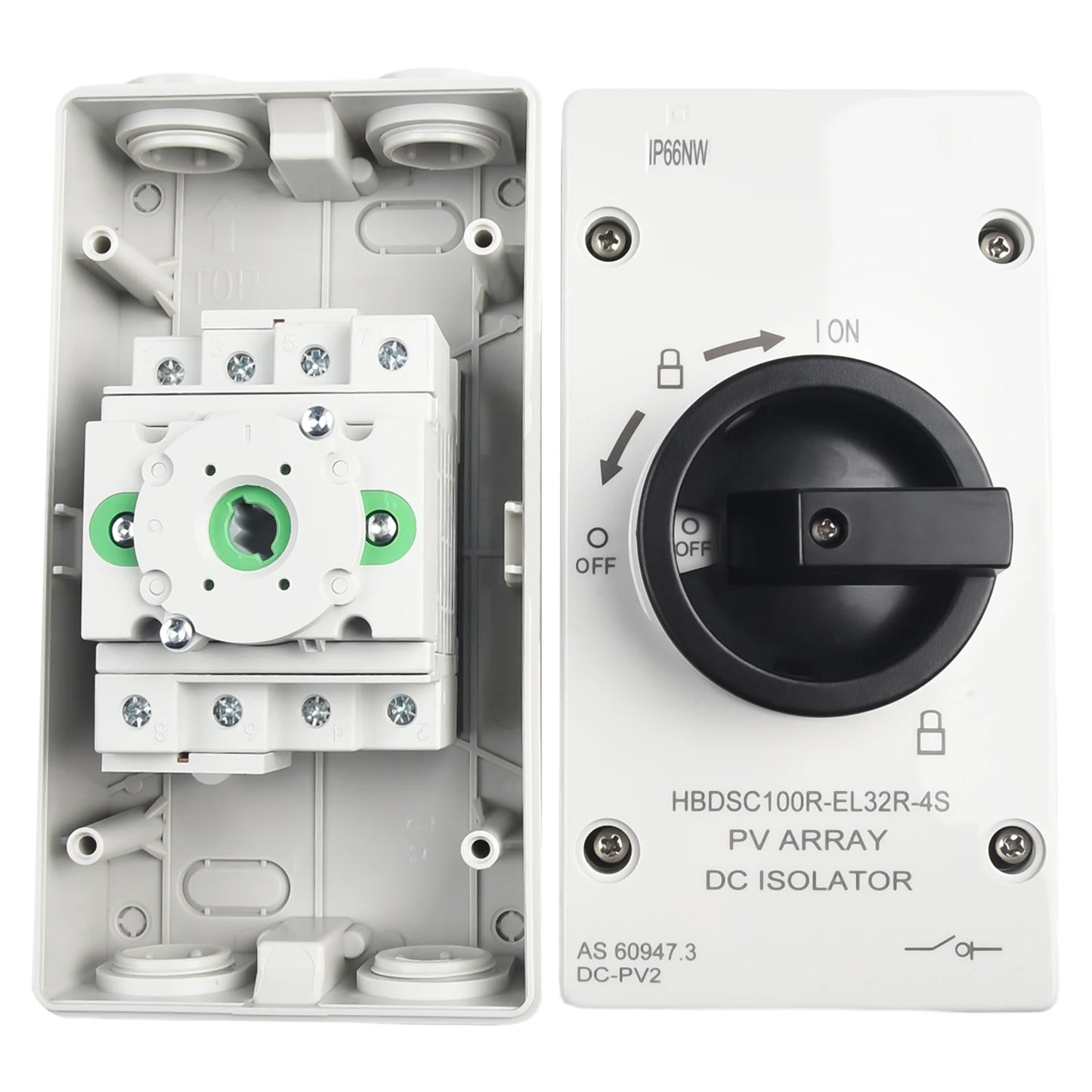 50 60HZ Isolation Switch Isolation Switch From 300V To 1000V Gray Plastic Silver Contacts 32A 1000V Above 440V