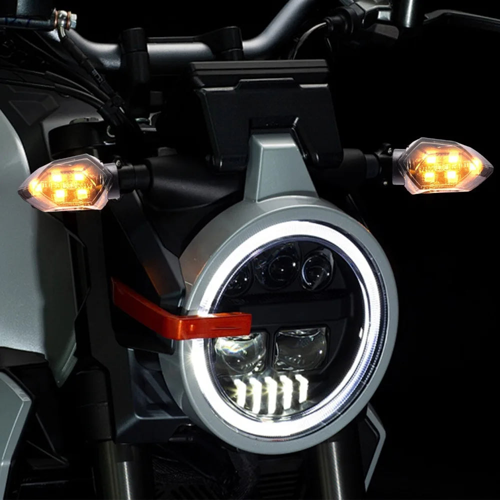 4/2pcs Mini Motorcycle Smoke Lens Turn Signal Light 5LED 12V Amber Blinker Lamp Motorcycle Universal Led Blinker Indicator Light