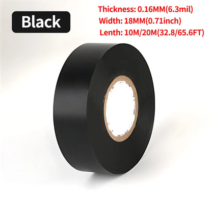 Electrical PVC Insulation Tape Black Wire Wrapping Tape 10M/20M Length 0.71 Inch Wide for Electrical Repair