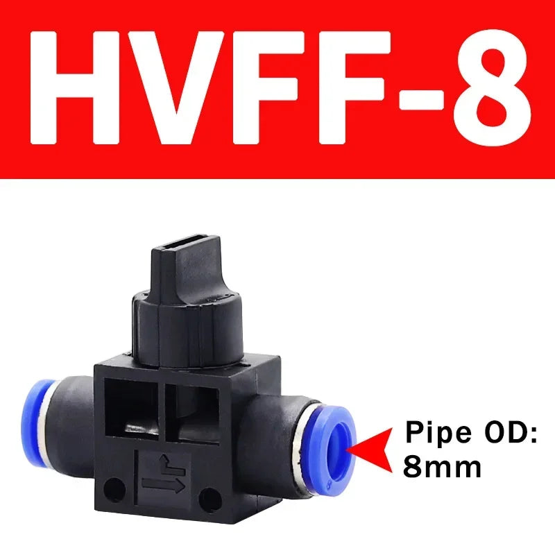 10/50/200 PCS HVFF Air Manual Valve 4mm 6mm 8mm 10mm 12mm, Pneumatic Push In Quick Joint with Manual Current-Limiting Control