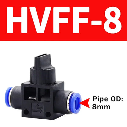 10/50/200 PCS HVFF Air Manual Valve 4mm 6mm 8mm 10mm 12mm, Pneumatic Push In Quick Joint with Manual Current-Limiting Control