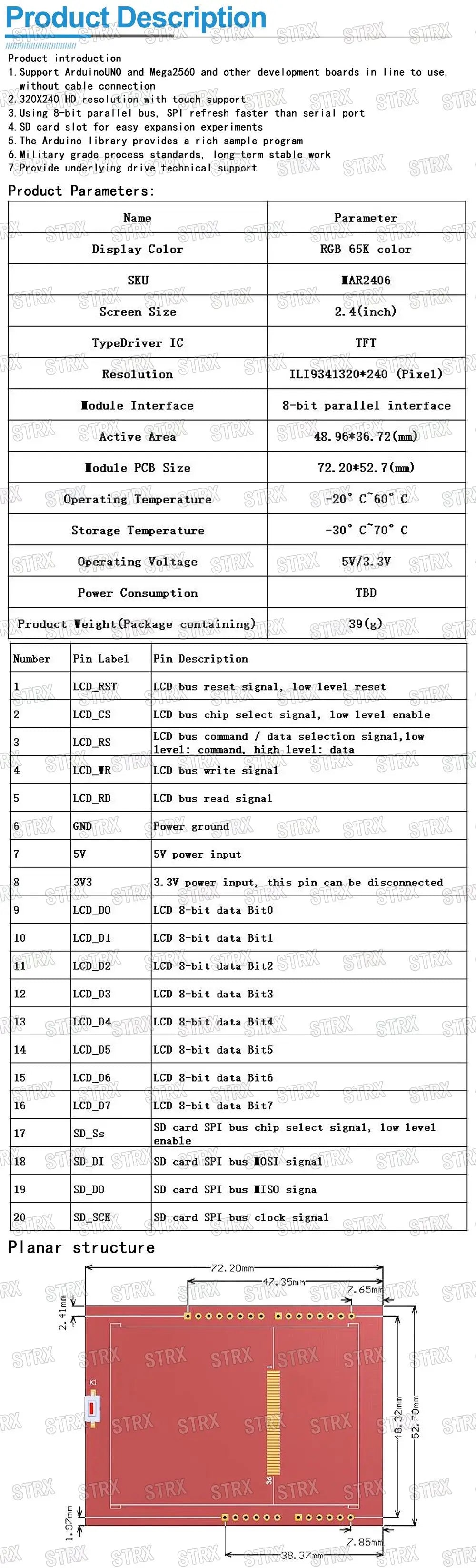2.4-Inch TFT LCD Touch Screen Module for Arduino UNO R3 & Mega 2560