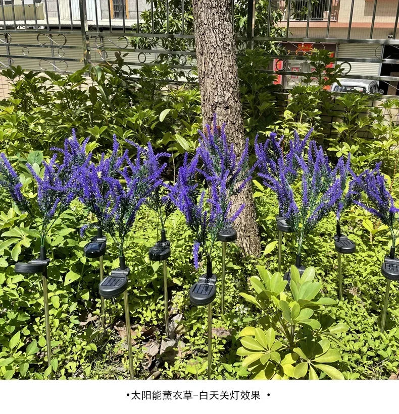 1PC Solar Lights Outdoor Decorative, Purple Lavender Flower Solar Garden Lamp for Yard, Patio, and Garden Decor