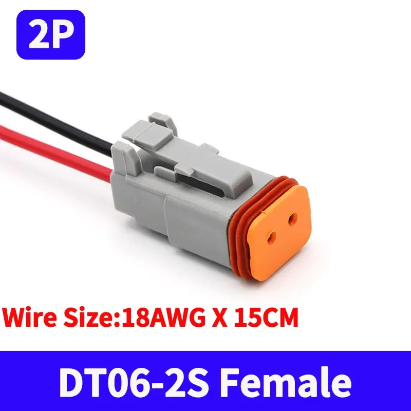 Deutsch DT Waterproof Connector with 15cm Wire DT06-2S DT04-2P 2/3/4/6/8/12 Pin 16-22AWG