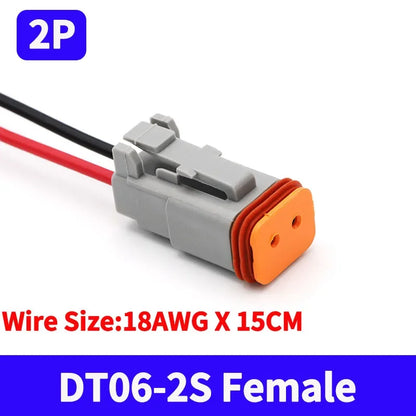 Deutsch DT Waterproof Connector with 15cm Wire DT06-2S DT04-2P 2/3/4/6/8/12 Pin 16-22AWG