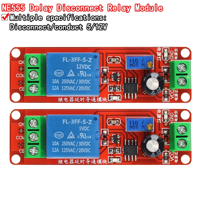 DC 5V/12V Time Delay Relay Module NE555 Timer Control Switch for Car and Electronics