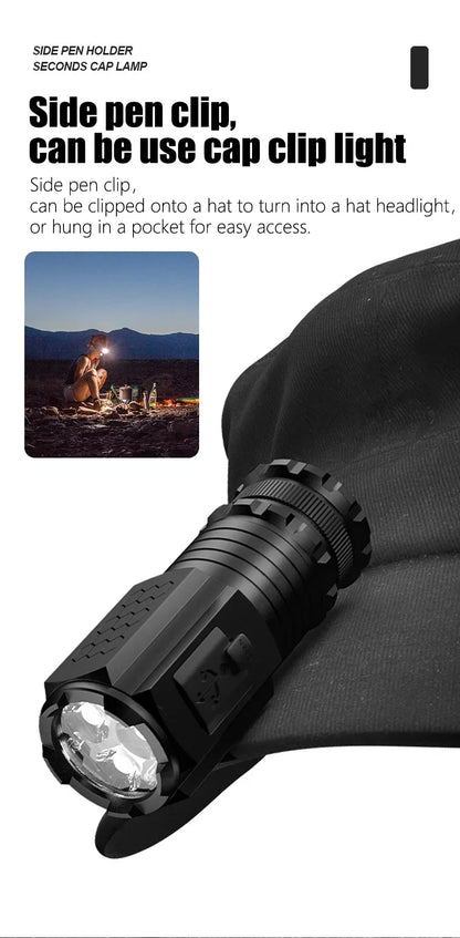 EDC 3 LED Flashlight Rechargeable Mini Tactical Torch with Magnet