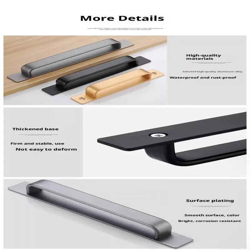 Drill-free Aluminum Handle for Sliding Door Window Drawer Bathroom Push-Pull