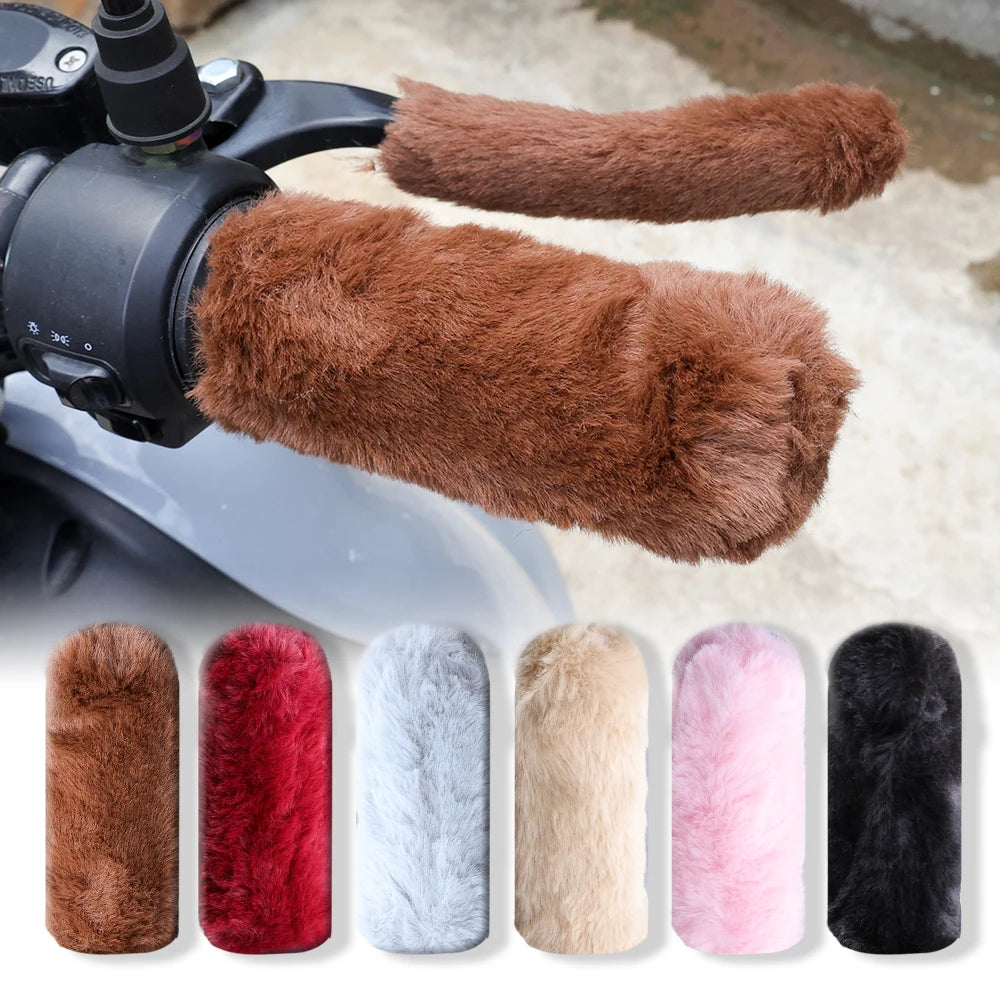 Winter Plush Handlebar Grip Covers Thick Warm Motorcycle