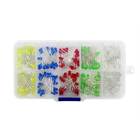 200PC/Lot 3mm & 5mm LED Kit Mixed Color Red Green Yellow Blue White Light Emitting Diodes with Storage Box