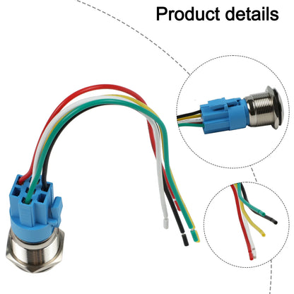Control Systems Yellow Light Momentary Button Switch 12-24V Momentary Push Button Compact Push Button IP66 Push Button