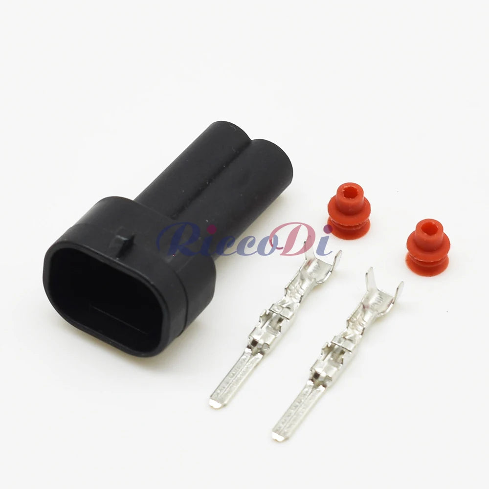 Automotive 2-Pin Male Female Wire Harness Connector with Sealed Terminals