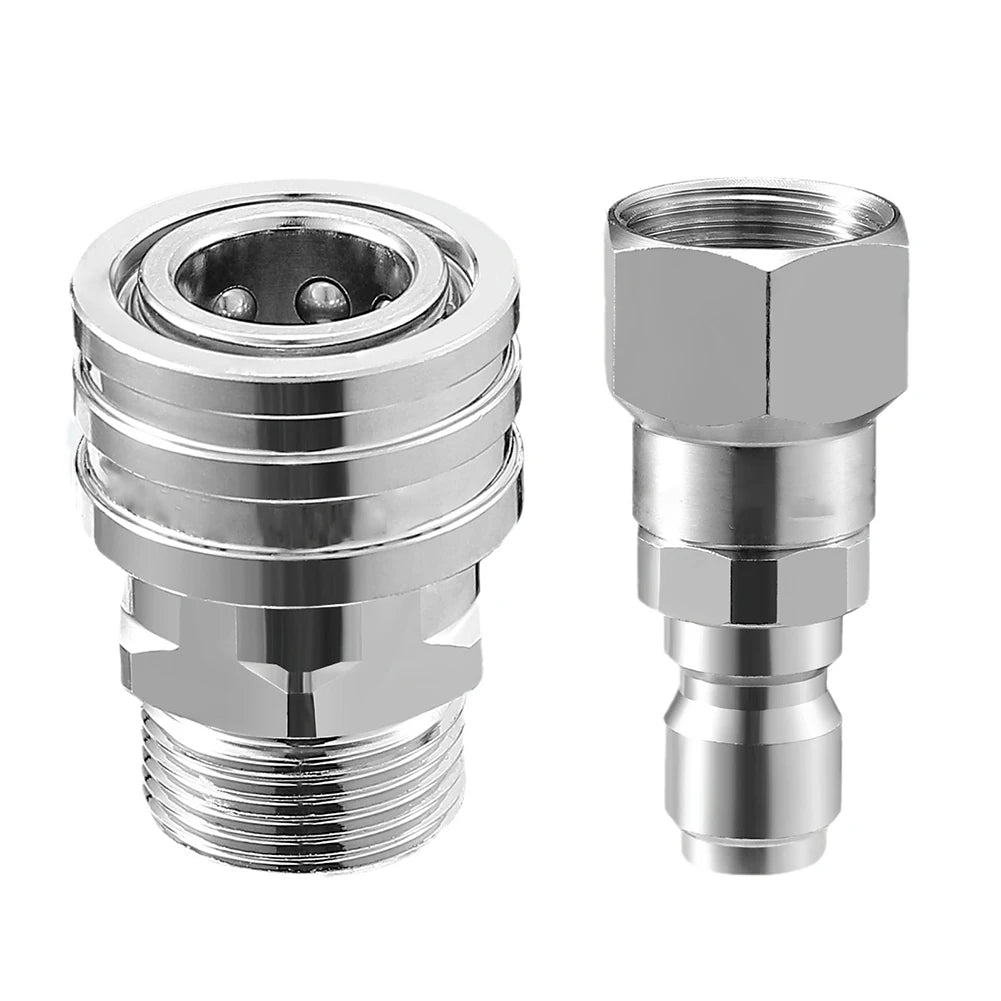 Pressure Washer Adapter Kit — 360° Rotation Male &amp; Female Quick Connector Set, Rust-Resistant Fittings