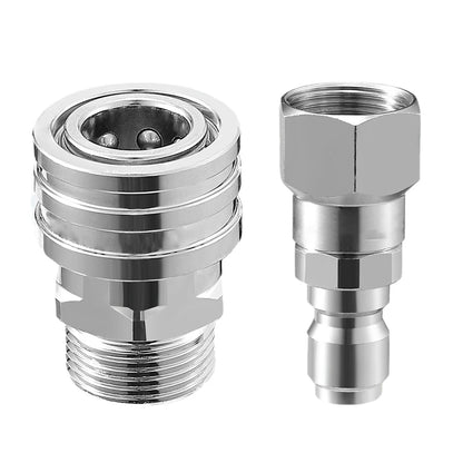 Pressure Washer Adapter Kit — 360° Rotation Male &amp; Female Quick Connector Set, Rust-Resistant Fittings